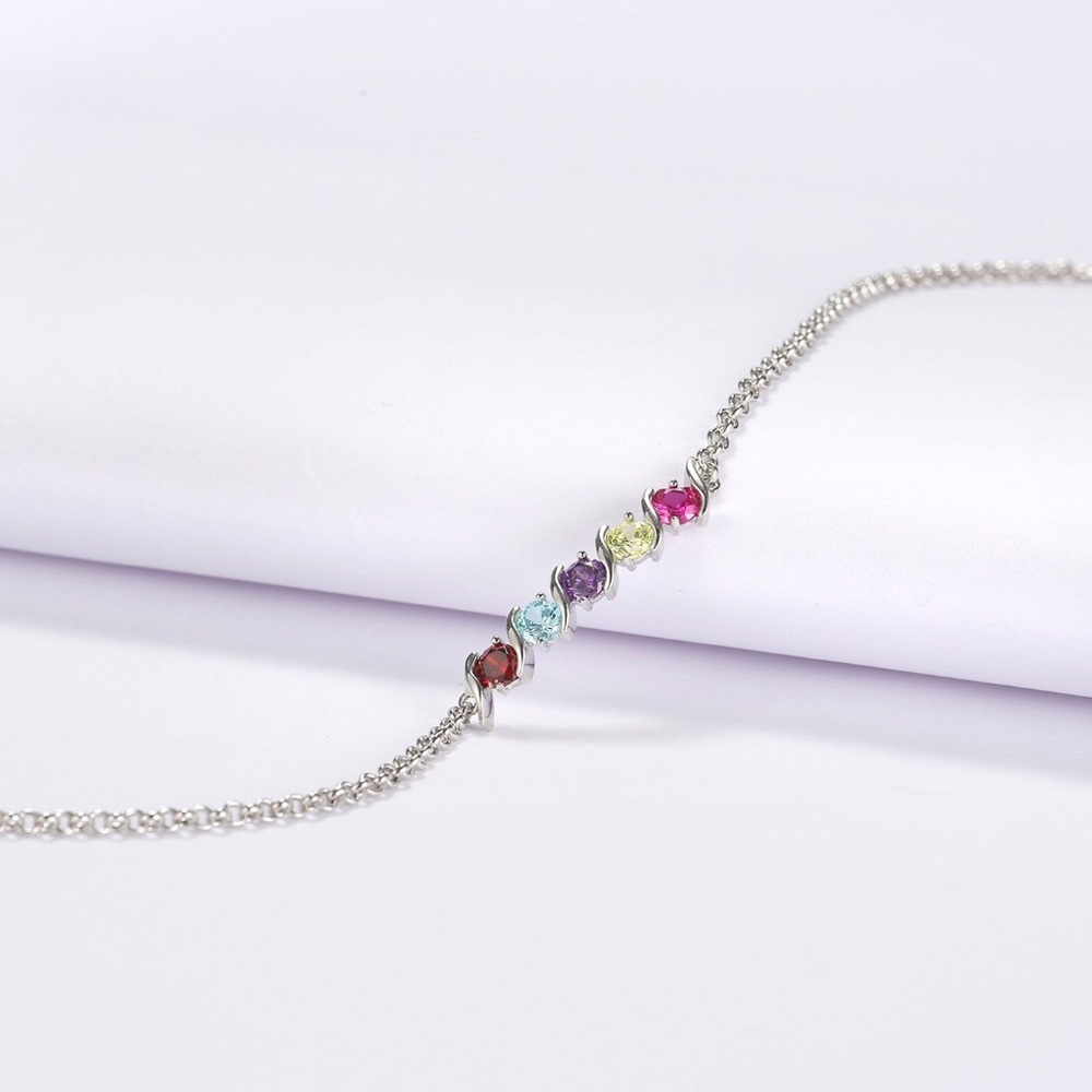 Sterling Silver Adjustable Round Created Gemstone - image 5